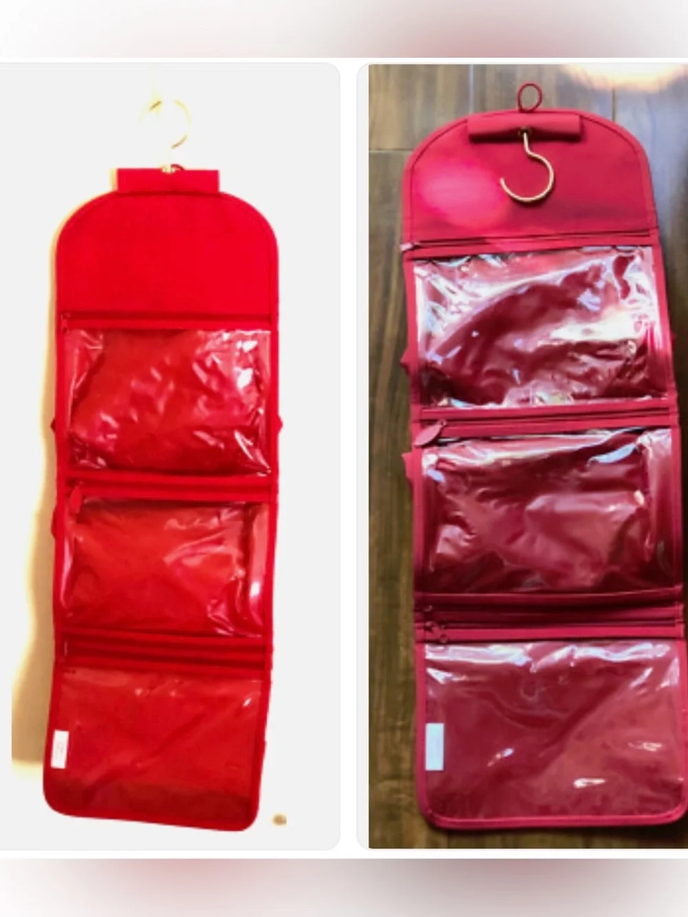 Cree Pour Clarins Paris Red Makeup Cosmetic Case Toiletry Pouch Travel Bag